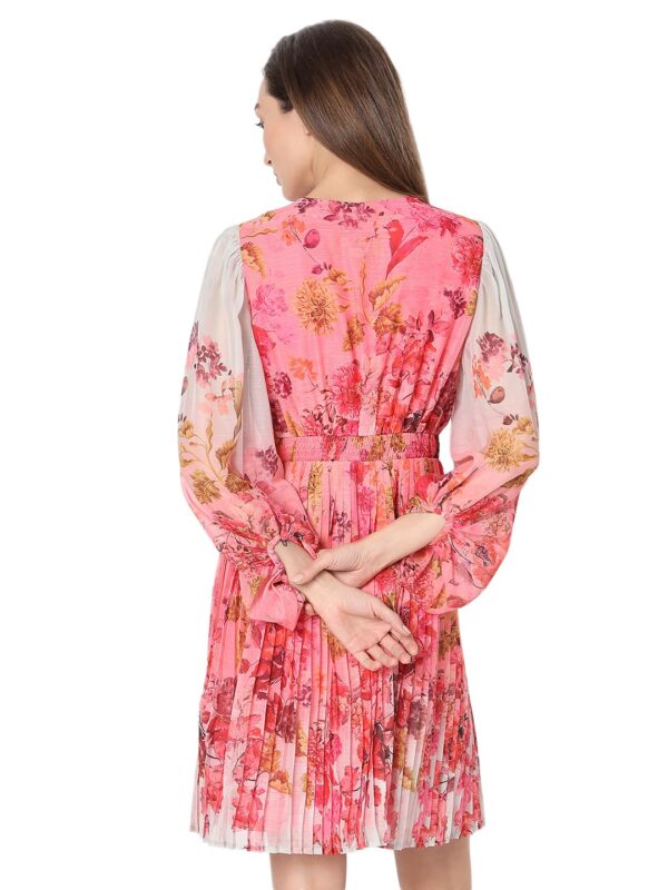 VERO MODA Floral Print Accordion Pleats Bishop Sleeves Fit & Flare Dress - Image 5