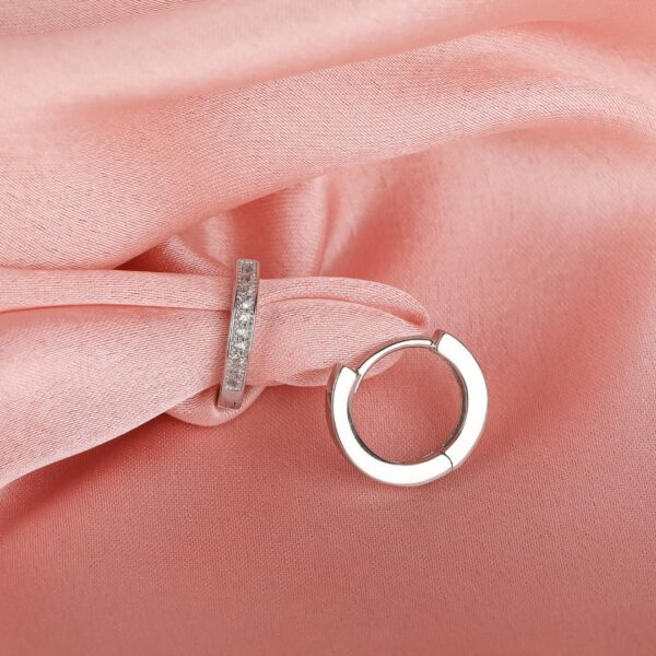 DHRUVS COLLECTION 925 Sterling Silver Zircon Bali, Earrings for Girls And Women - Single Line Micro - Image 3