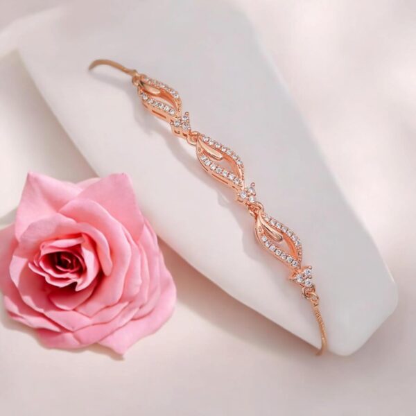 Nilu's Collection Rose Gold Plated American Diamond Crystal Contemporary Bracelet Jewellery with - Image 7