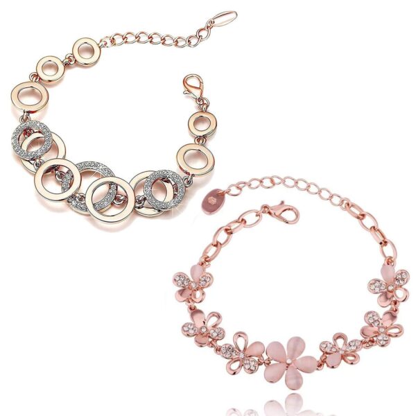 Shining Diva Fashion Latest Collection Gold Plated Combo of 2 Bracelet for Women and Girls (Rose - Image 2