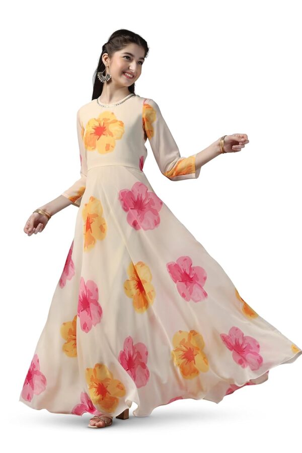 Fashion Dream Girl's Printed Maxi Length Dress|Printed Dress for Girls - Image 2