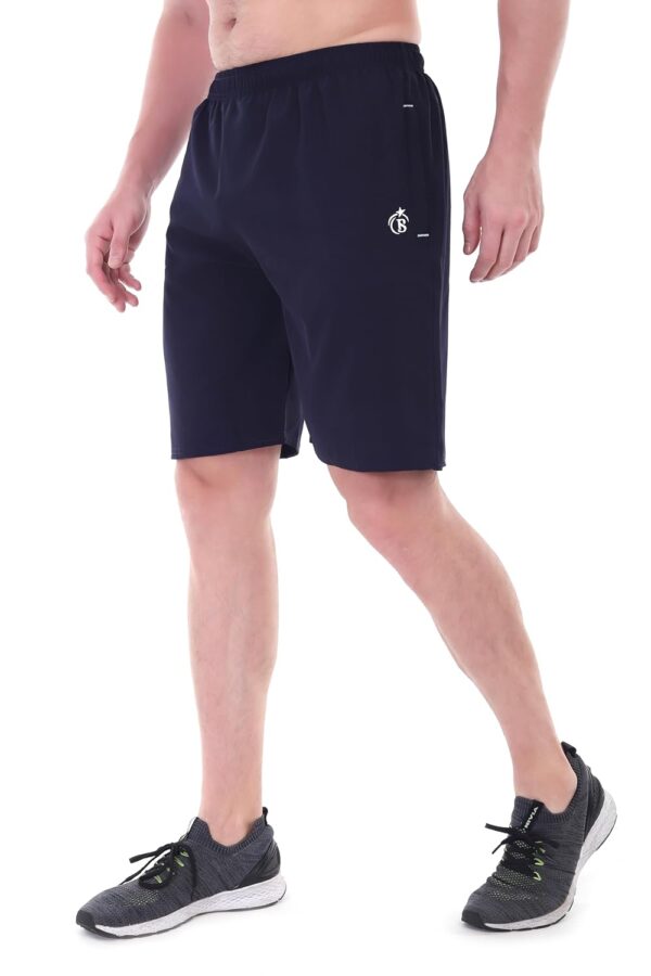 BLUE STAR SHARK Athletic Sports Shorts for Men with Zip Pockets and Elastic Waistband Quick Dry - Image 3