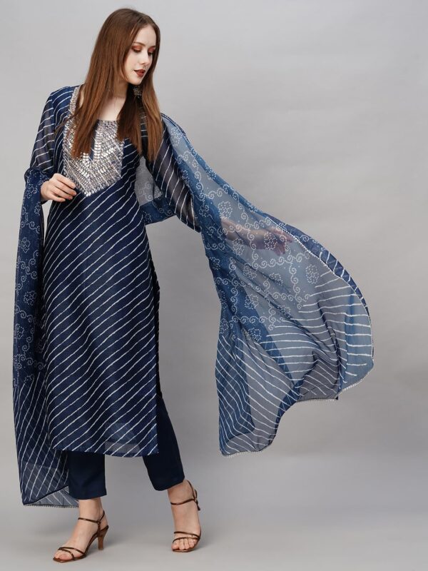 ANNI DESIGNER Women's Cotton Blend Straight Printed Kurta with Pant & Dupatta - Image 4
