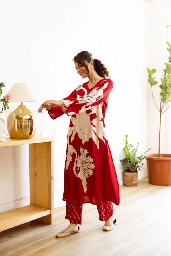 GoSriKi Women's Rayon Viscose Straight Printed Kurta with Palazzo - Image 4