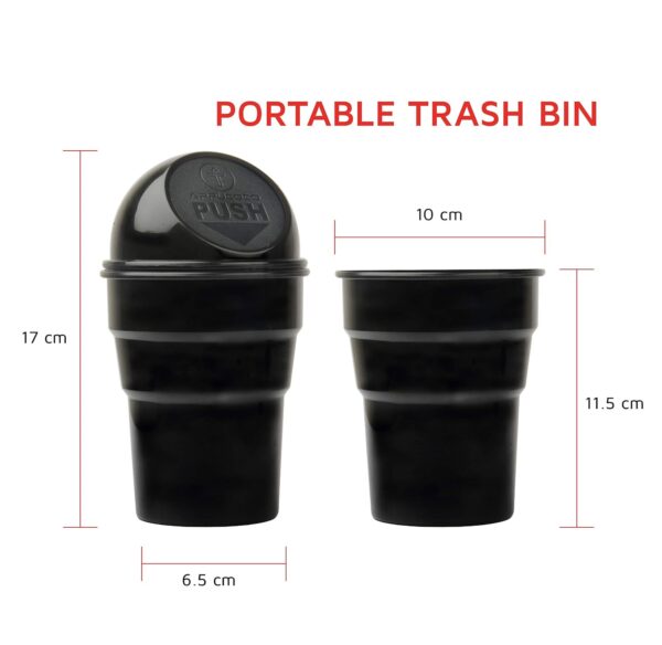 APPUCOCO Mini Car Trash Bin Can Holder Dustbin - Black (L 17 x W 6.5 cms) - Image 4