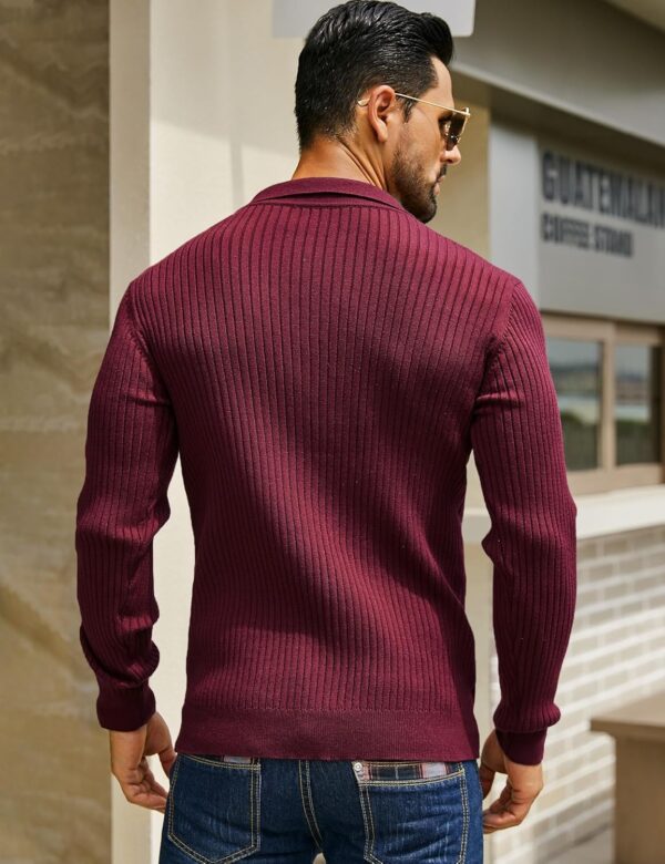 DENIMHOLIC Men's Cotton Full Sleeve Collar Polo Sweater for Men, Rib Knitted Sweaters for Men - Image 6