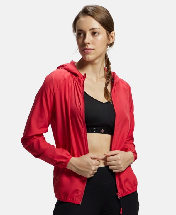 Jockey MW50 Women's Microfiber Fabric Relaxed Fit Raglan Styled Water Resistant Hoodie Jacket with - Image 3