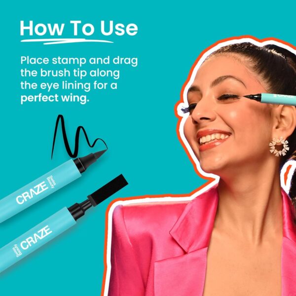 SWISS BEAUTY Craze 2-N 1 Gel Semi-Matte Eyeliner With Wing Stamp | Waterproof And Smudgeproof - Image 4