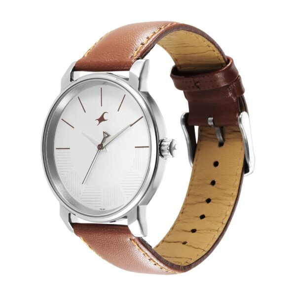 Fastrack Stunners Quartz Analog Silver Dial Brown Leather Strap Watch for Guys - NR3291SL02​ - Image 6