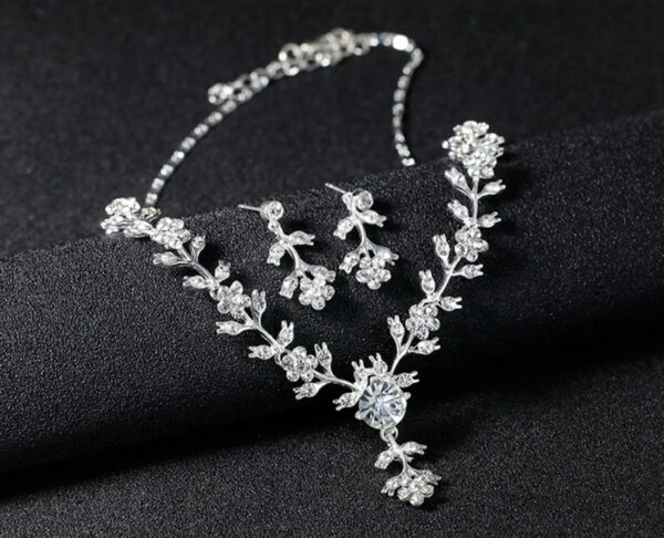 Nilu's Collection Crystal Necklace Jewellery Set with Earrings for Women and Girls, Ideal for - Image 3