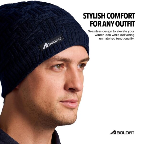 Boldfit Navy Blue Long Winter Beanie Cap for Men & Women - Unisex Adults, One Size, Slouchy, - Image 7