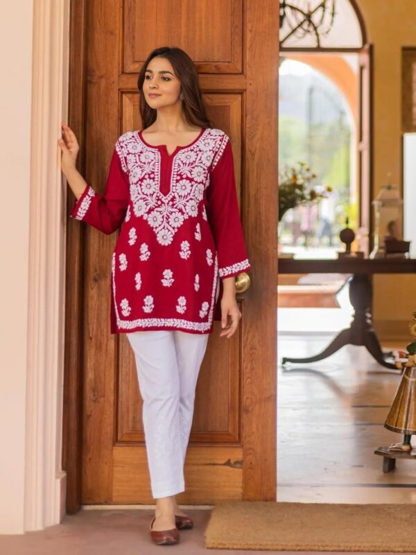 Sidhidata Stylish Women's Rayon Kurti with 3/4 Sleeves & Beautiful Neck Embroidery – Ideal for - Image 4