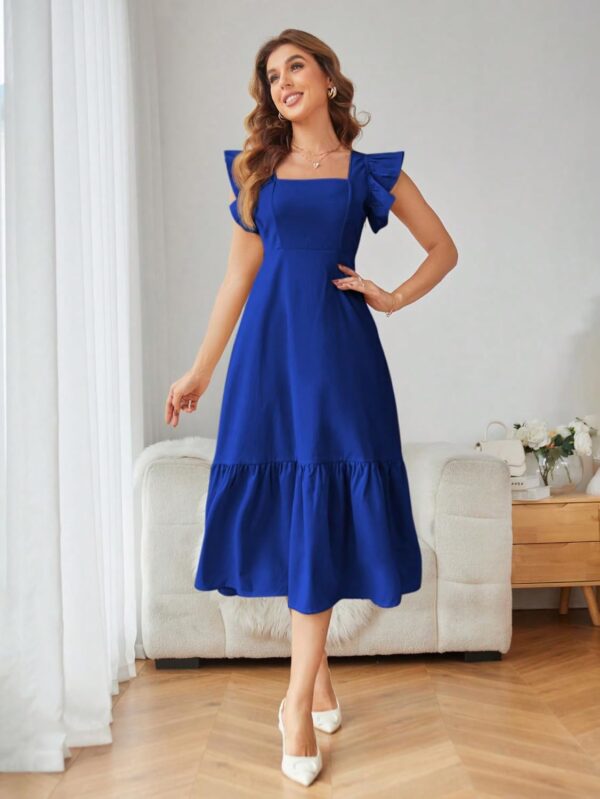 Shasmi Girl's & Women's Solid Color Square Neck, Ruffle-Trimmed Hem Sleeveless, Ruffle Armhole and - Image 4