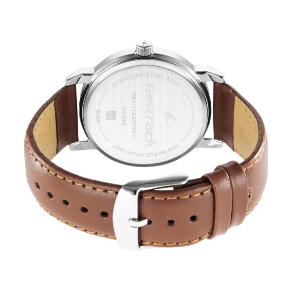 Fastrack Stunners Quartz Analog Silver Dial Brown Leather Strap Watch for Guys - NR3291SL02​ - Image 5