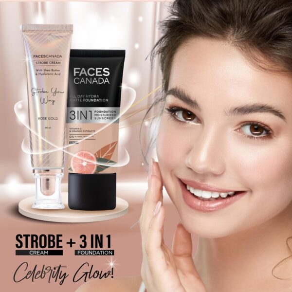 FACESCANADA Strobe Cream - Rose Gold, 30Ml | Primer + Highlighter + Moisturizer | Shea Butter & - Image 8