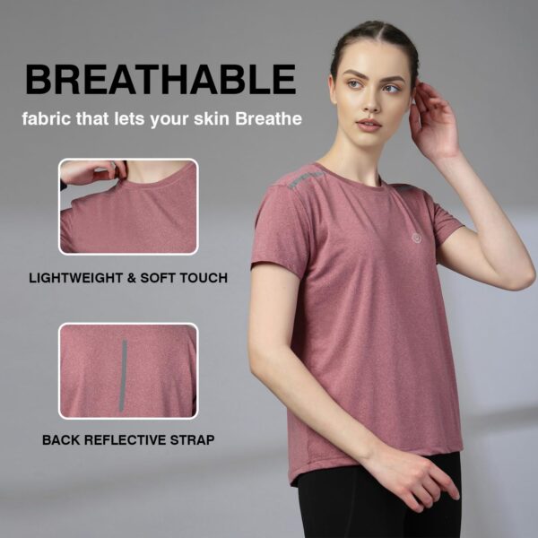 CHKOKKO Women's Polyester Regular Fit Round Neck Gym Sports T-Shirts - Image 4