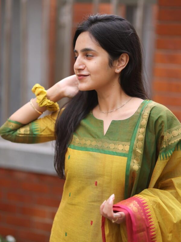 ANNI DESIGNER Women's Chanderi Cotton Straight Printed Kurta with Dupatta - Image 5
