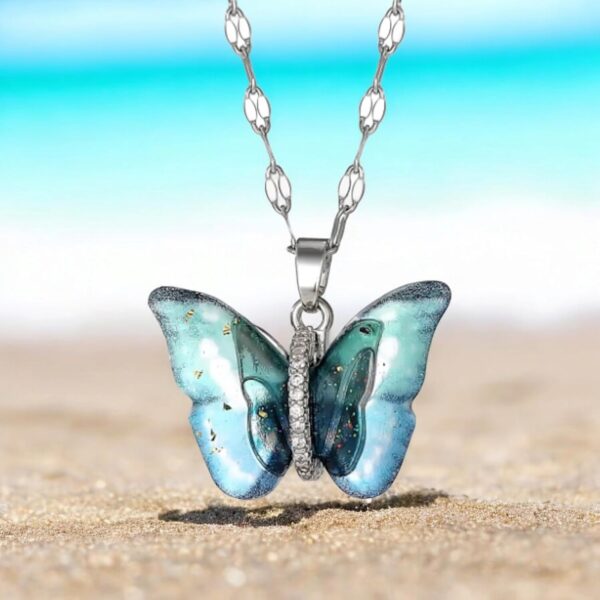 Nilu's Collection Butterfly Pendant Necklace for Women & Girls | Neck Chain | Locket | Modern Design - Image 3