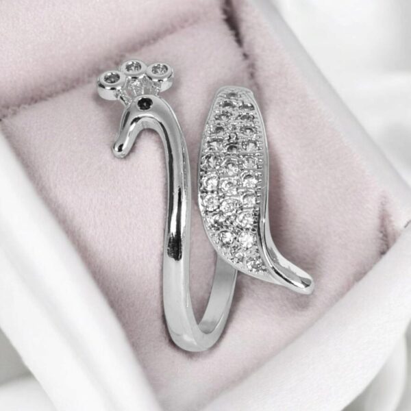 Nilu's Collection Silver-Plated Adjustable Ring for Women & Girls – Elegant Sparkling American - Image 5