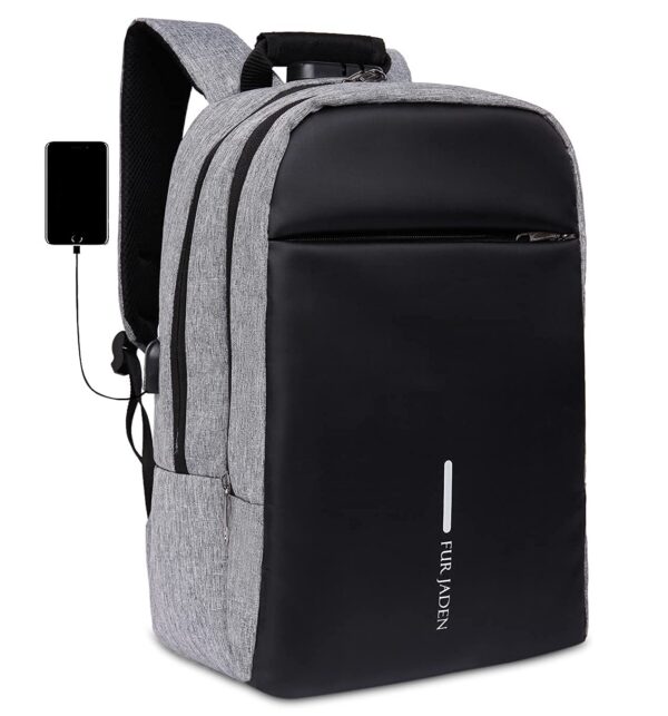 FUR JADEN Anti Theft Number Lock Backpack Bag with 15.6 Inch Laptop Compartment, USB Charging Port & - Image 2