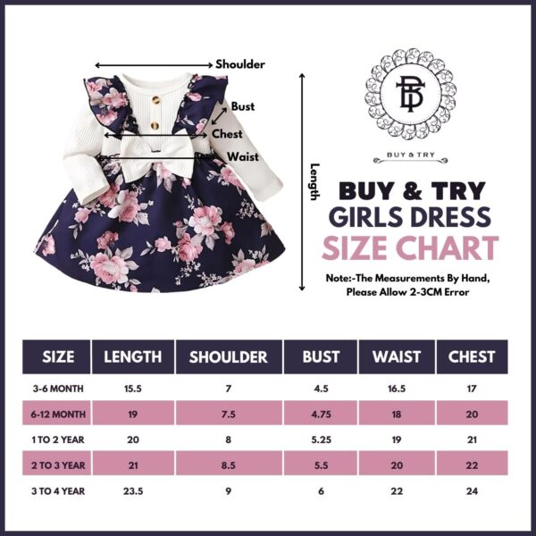 Buy & Try by Dharmikaay Girl's Lycra Floral Printed Frock Dress for Girls Short Frock Baby Princess - Image 7