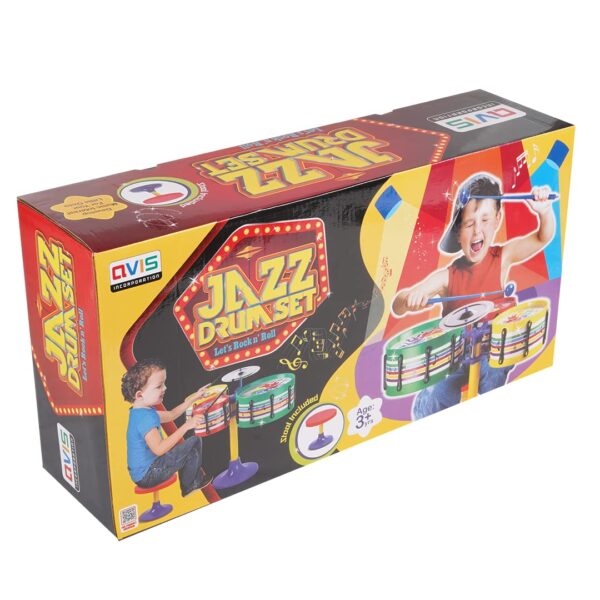 Toyztrend Jazz Drum Set Senior Musical Band Instruments with 3 Drums, 1 Dish, 1 Stool & Sticks for - Image 9