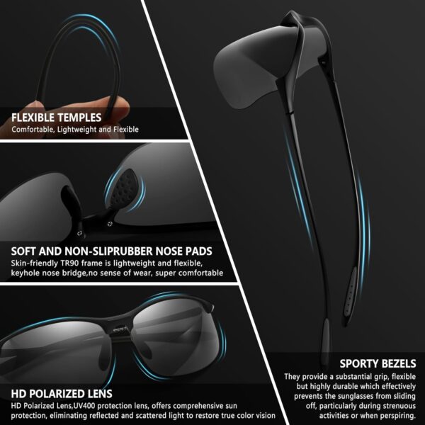 SUNGAIT Ultra Lightweight Rimless Polarized Sports Sunglasses for Men Fishing Running UV400 - Image 6