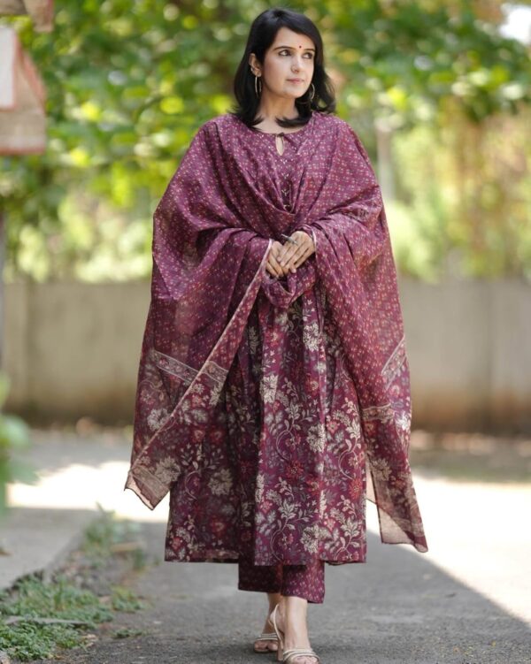 Alvami Women Anarkali Kurta and Pant Set with Dupatta - Image 6