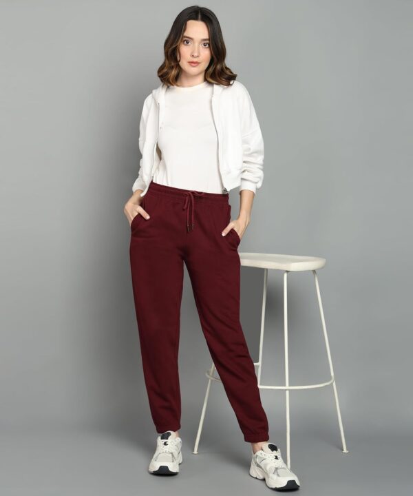 Alan Jones Clothing Women's Regular Fit Mid Rise Fleece Jogger Regular Pants Winterwear - Image 3