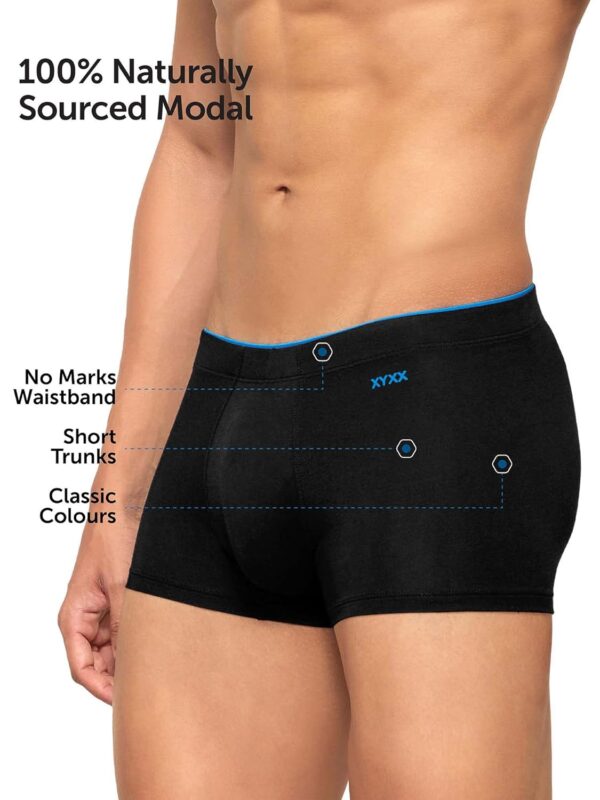 XYXX Men's Uno Micromodal Regular Fit Solid Antimicrobial Trunks with No Marks Waistband (Pack of 2) - Image 7