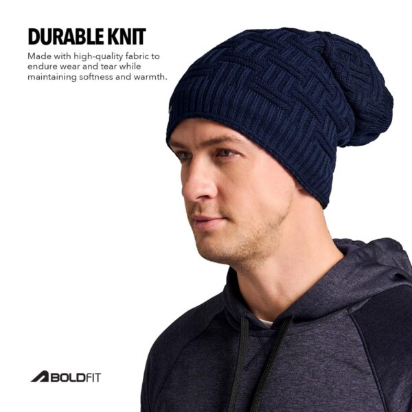 Boldfit Navy Blue Long Winter Beanie Cap for Men & Women - Unisex Adults, One Size, Slouchy, - Image 4