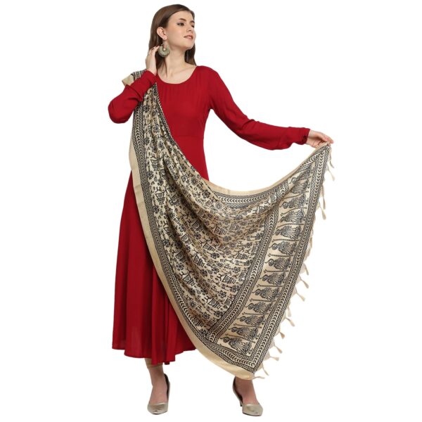 DUPATTA BAZAAR Women's Floral Silk Blend Dupatta - Image 2