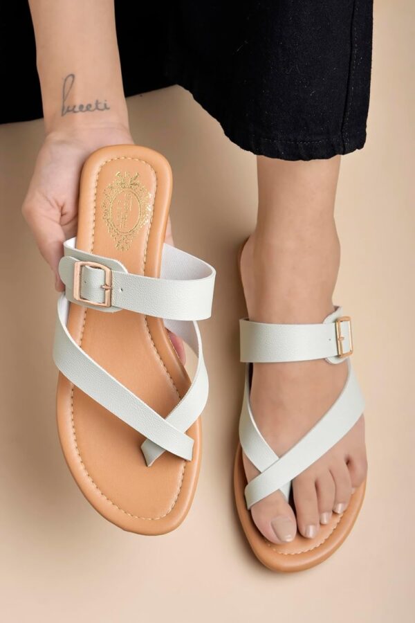 Shoetopia Stylish Side Buckle Detailed Flats for Women & Girls - Image 4