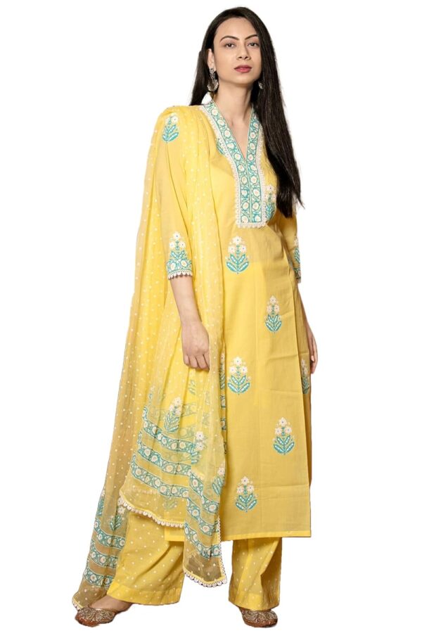 GoSriKi Women's Rayon Viscose Printed Straight Kurta with Pant & Dupatta - Image 2