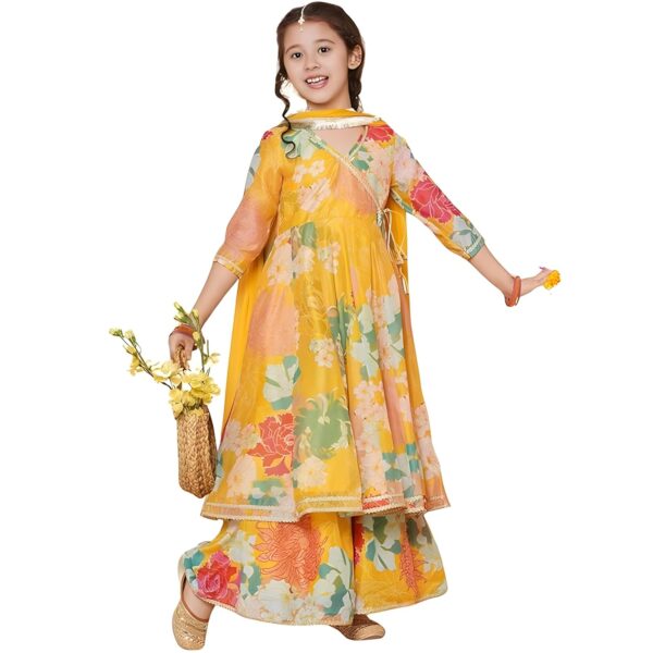 Naixa Girls Rayon Fabric Floral Printed 3/4 Sleeve Sharara Dress Set For All Occasion salwar suit - Image 2