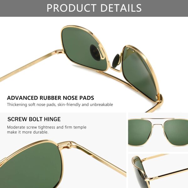 SUNGAIT Men's Military Style Polarized Pilot Aviator Sunglasses - Bayonet Temples - Image 4