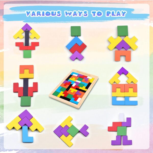 Niwlix Wooden Russian Blocks Puzzles for Kids Adults, Wood Intelligence Puzzle for Kids Ages - Image 4