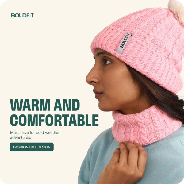 Boldfit Woolen Winter Cap for Women with Neck Warmer Soft Woolen Cap for Girls in Winter for Thermal - Image 7