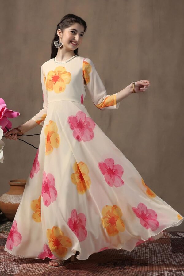 Fashion Dream Girl's Printed Maxi Length Dress|Printed Dress for Girls - Image 6