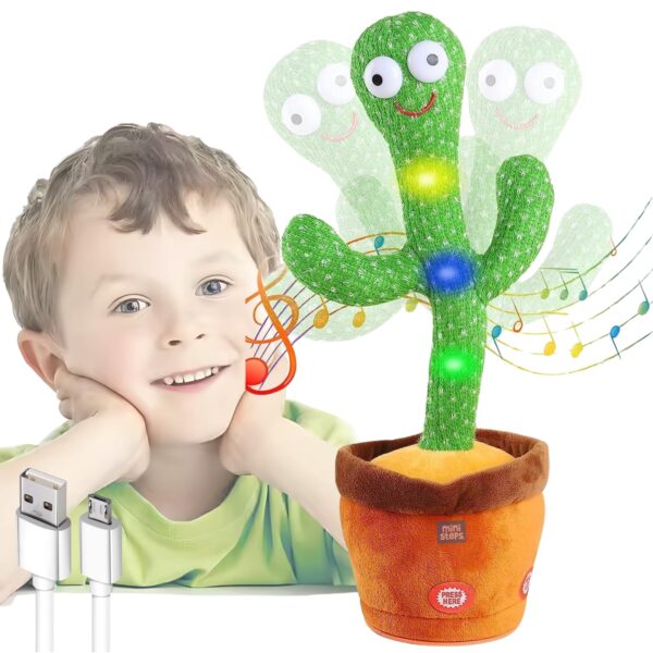 Mini Steps Dancing Cactus Toy for Kids - Rechargeable Talking Singing Children Baby Plush Electronic - Image 2