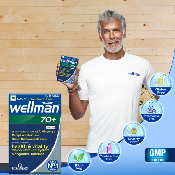 Wellman 70+ Multivitamin Tablets|Ginseng,Pumpkin Extract & Citrus Bioflavonoids|Supports Health & - Image 3