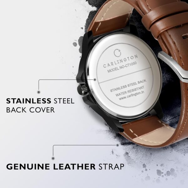 Carlington Analog Watches for Men with Leather Strap - CT 1050 - Image 3