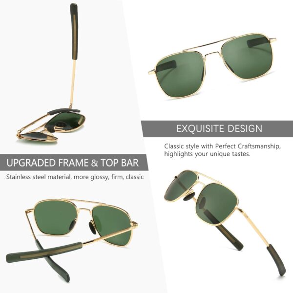 SUNGAIT Men's Military Style Polarized Pilot Aviator Sunglasses - Bayonet Temples - Image 5