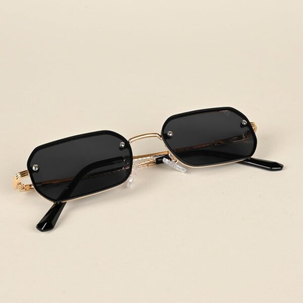 Voyage UV Protected Black Rectangle Sunglasses for Men & Women (Size: Medium | 9032MG4321 | Golden - Image 8