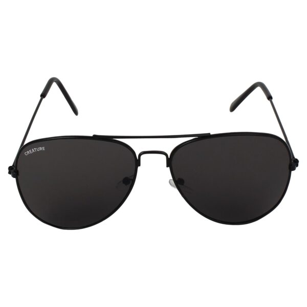 CREATURE Unisex Non Polarization Aviator Sunglasses Black Frame, Black Lens (M) - Pack Of 1 - Image 4