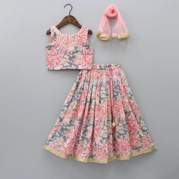 GORLYA Girls Ethnic Wear Rayon Flower Printed Readymade Lehenga Choli Set - Image 3