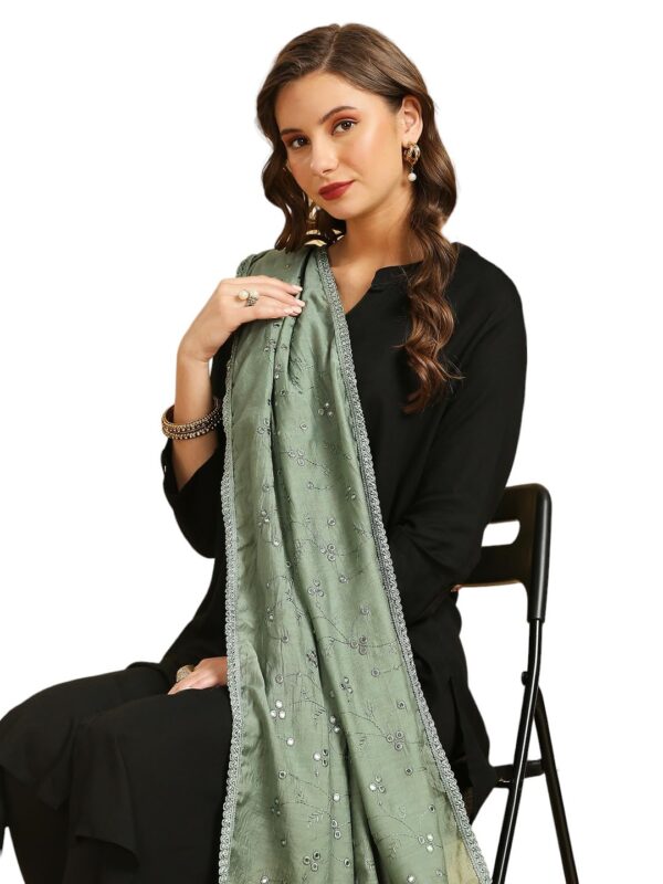 DUPATTA BAZAAR Women's Pure Cotton Embroidered Dupatta with Mirror Work. - Image 6