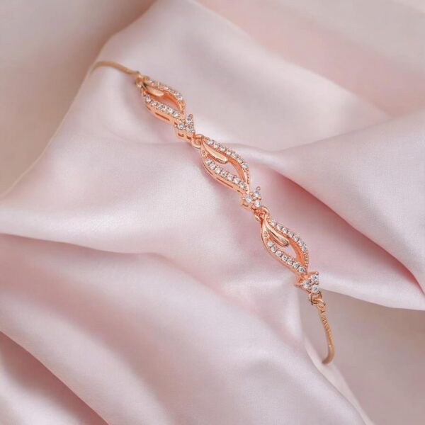 Nilu's Collection Rose Gold Plated American Diamond Crystal Contemporary Bracelet Jewellery with - Image 2