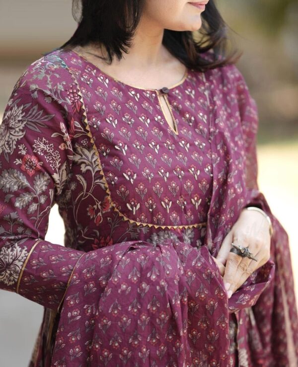 Alvami Women Anarkali Kurta and Pant Set with Dupatta - Image 3