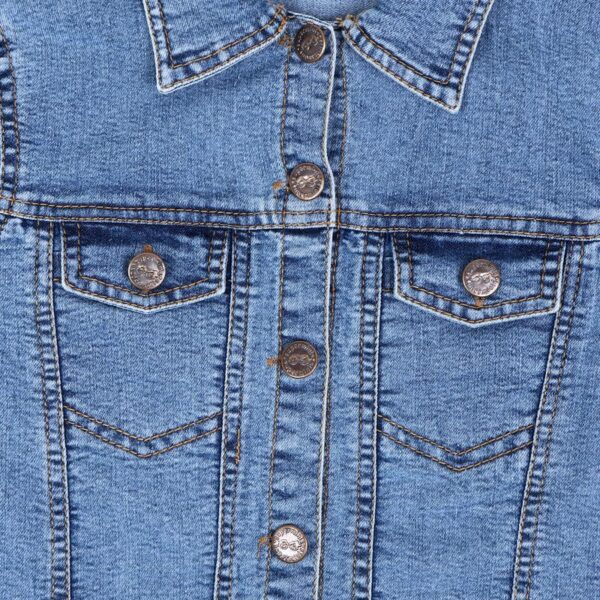superminis Unisex Full Sleeves Straight Length Denim Jacket with Front Pockets - Image 4